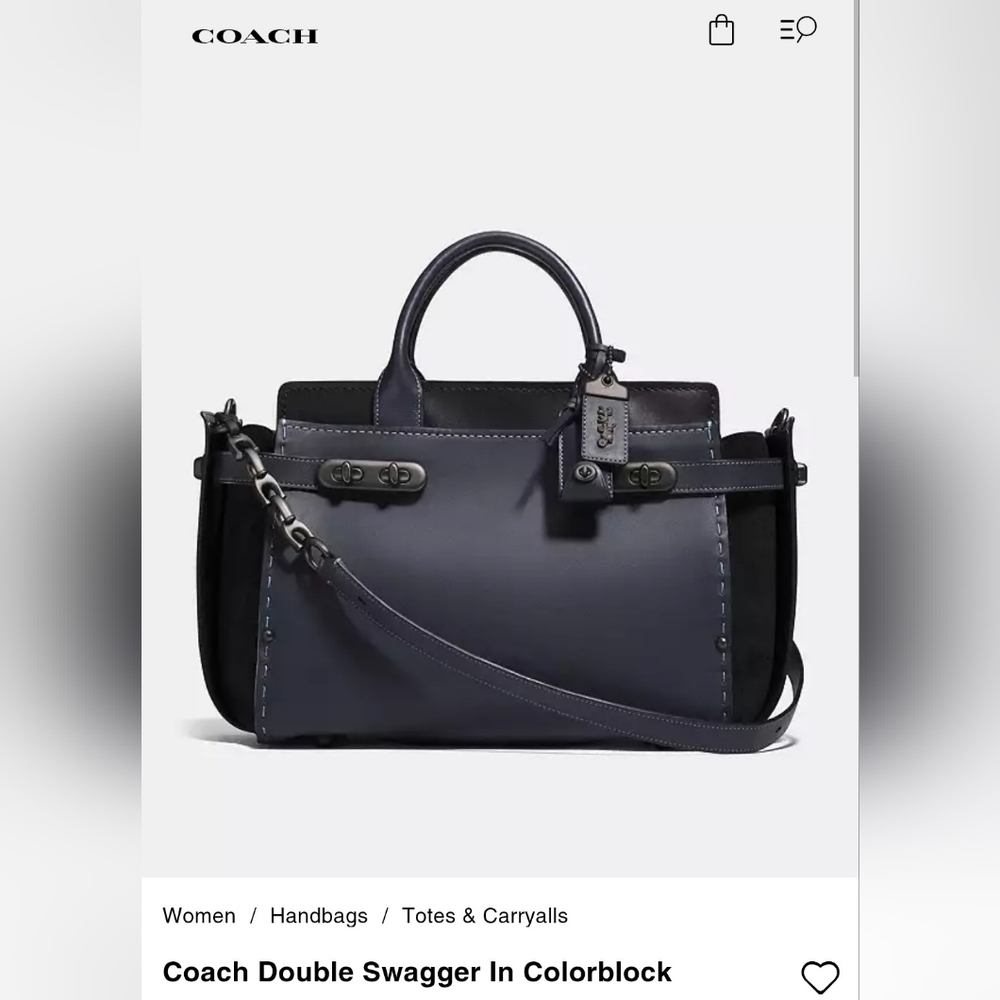 Coach Double Swagger Handbag Style 25497 CB Navy New With Tags Gorgeous